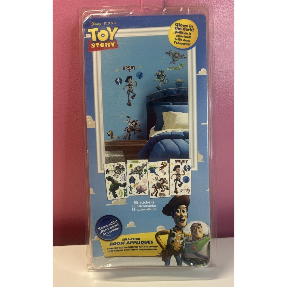 NEW Disney Pixar Toy Story Self Stick Room Appliques 55 Stickers Glows Removable